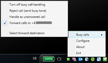Screen shot Busy Calls menu